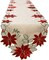 Christmas Table Runner 90 Inches Long, Embroidered Red Poinsettia Table Runner for Xmas Holiday Decorations , Linen Textured Fabric Dresser Scarf, Machine Washable